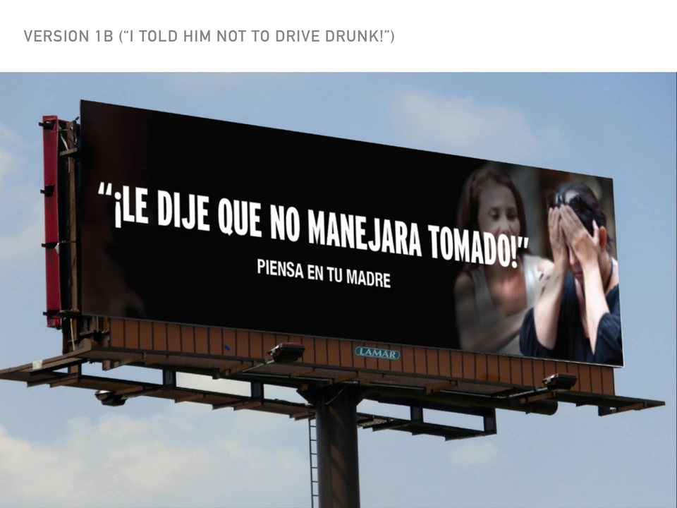 Think about your mother / Drunk-driving outdoor concept.