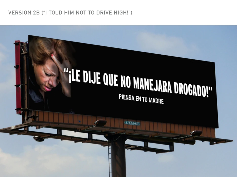 Think about your mother / Drugged-driving outdoor concept.