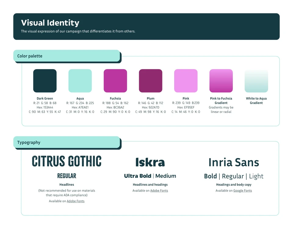 Campaign system / Color and typography.