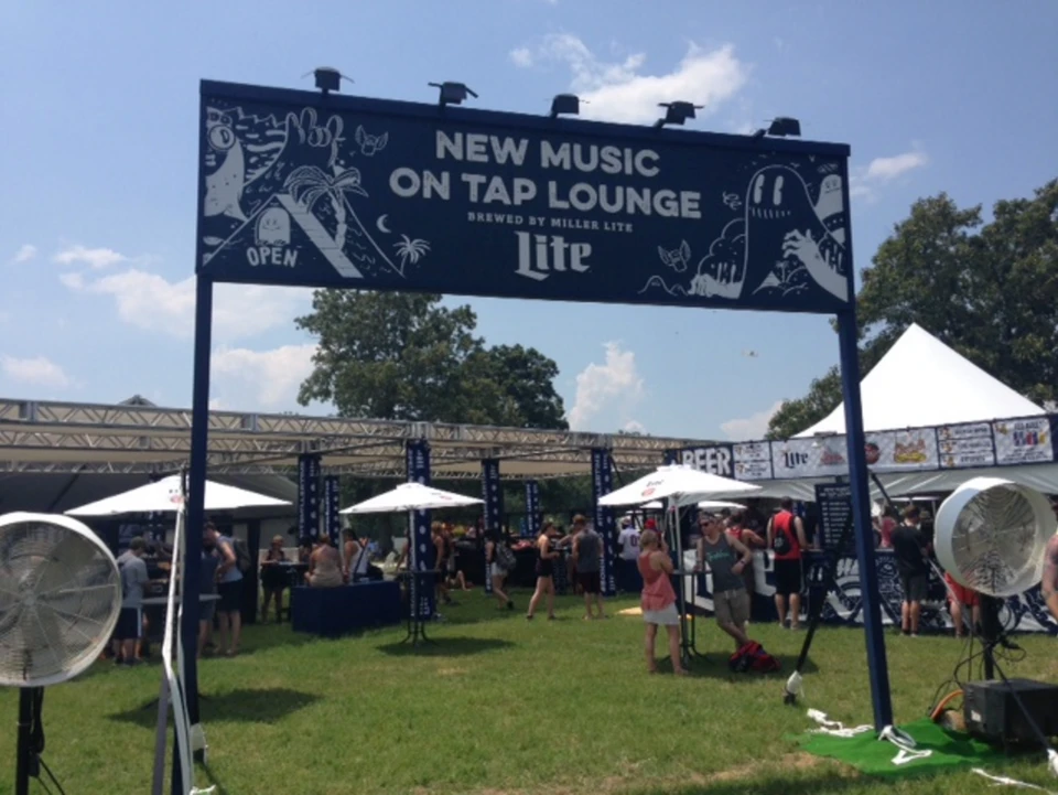 Miller Lite New Music On Tap Lounge entry signage at Bonnaroo.